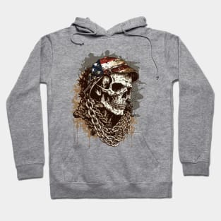 USA Military Veteran American Patriotic Skull Hoodie